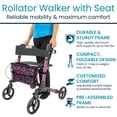 thumbnail image 2 of Andador con ruedas Vive Mobility - Andador médico plegable de 4 ruedas con asiento y bolsa - Ayuda de movilidad para adultos, personas mayores y personas con discapacidad (rosa perla, bolsa floral), 2 of 5