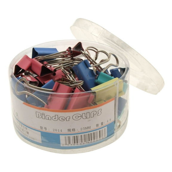 Unique Bargains Assorted Color 25mm 48 Pieces Metal Binder Clips