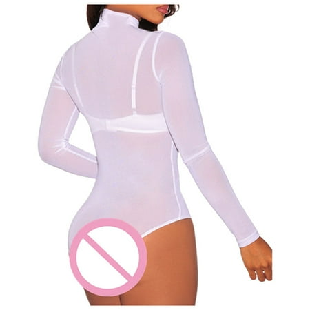 CZSCPDAW Women For Women Satin Nightwear Sexy Nightgown Women s Seductive Sheer Mesh Bodysuit Long Sleeve Bikini Stylish Lingerie With Open Crotch Design