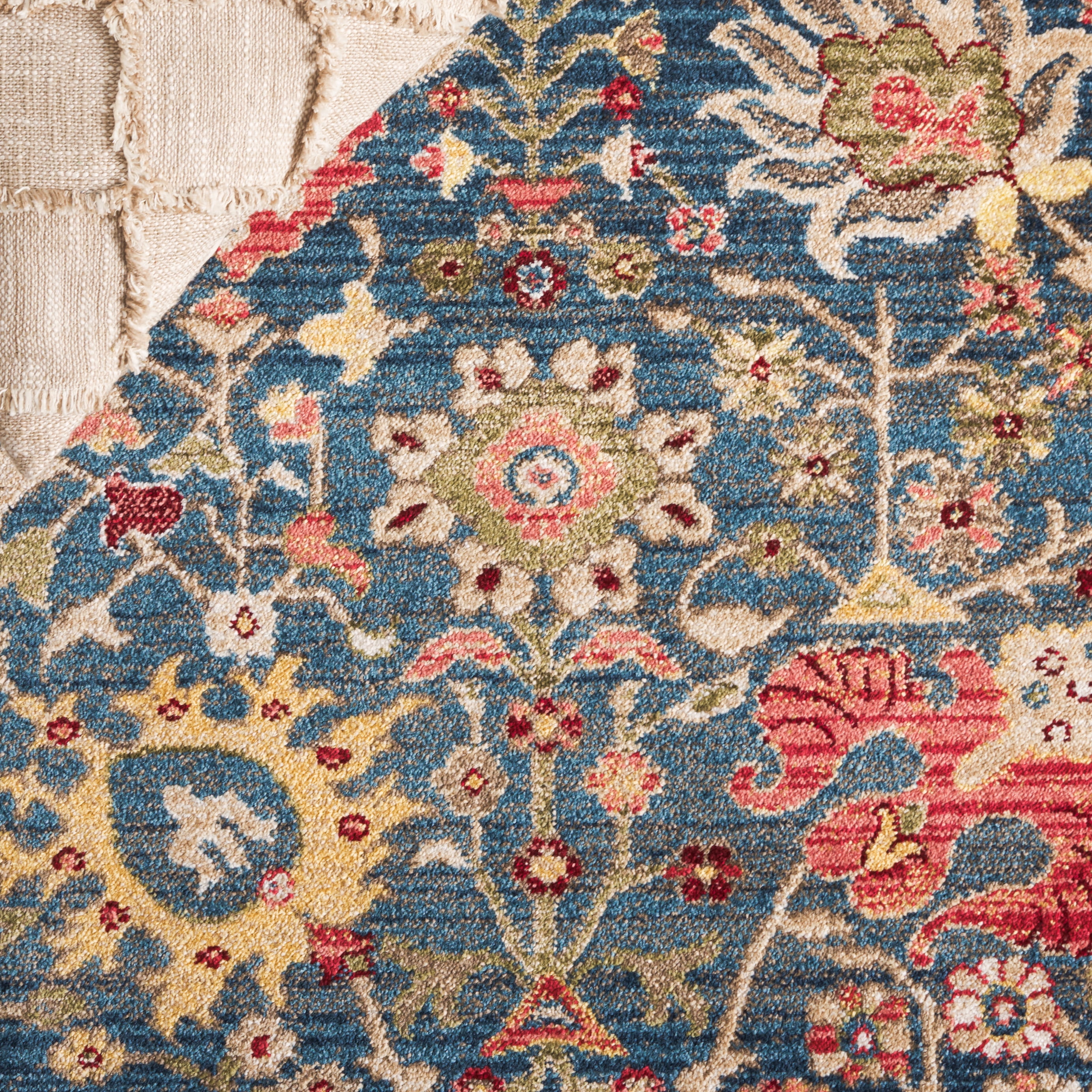 SAFAVIEH Kashan Vaska Oriental Runner Rug, Blue/Tan, 2'6" x 12'