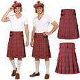 thumbnail image 2 of CONZONE Mens Traditional Scottish Dress Up Historical Plaid Skirt Outfit Funny Party Stage Performance Clothes Set, 2 of 9