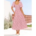 thumbnail image 4 of Vestido ZESICA para mujer, estilo bohemio, floral, midi, rosa, talla M, 4 of 7