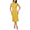 thumbnail image 1 of Vestido sin mangas Allegra K para mujer, vestido midi con cuello en V, botones y plisado en color jengibre, 1 of 6