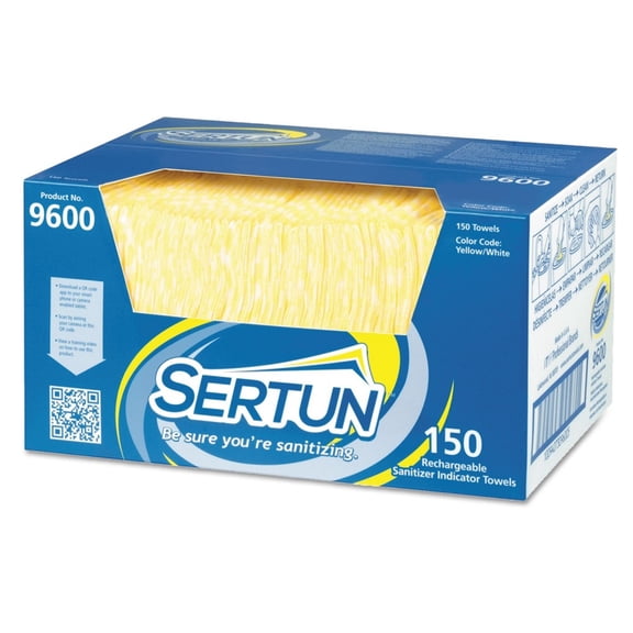 Sertun Color-Changing Rechargeable Sanitizer Towels, Yellow/White/Blue, 13.5x18, 150/Ct -ITW9600