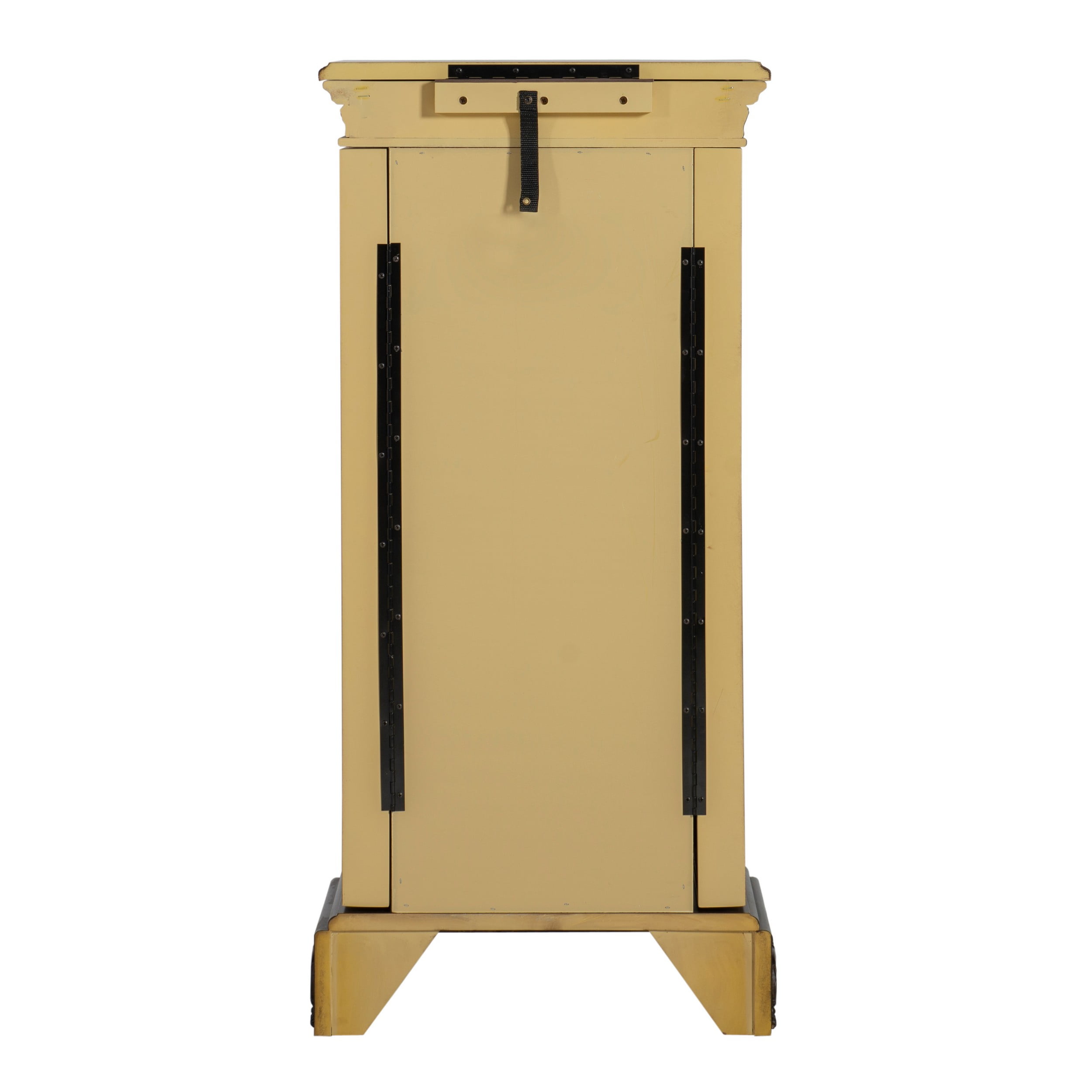 Saltoro Sherpi 7 Drawer Hand Painted Jewelry Armoire with Flip Top, Yellow and Brown