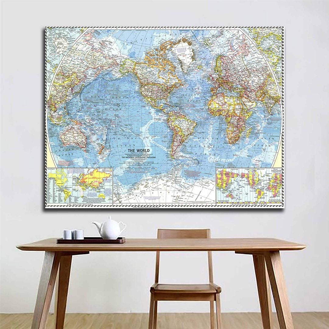 World Map Poster Abstract Art Canvas Prints Painting Wall Art Home Decor Picture