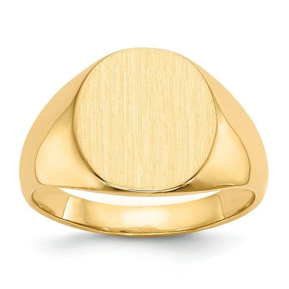 Real 14kt Yellow Gold 13x12mm Closed Back Mens Signet Ring Size: 10; for Adults and Teens