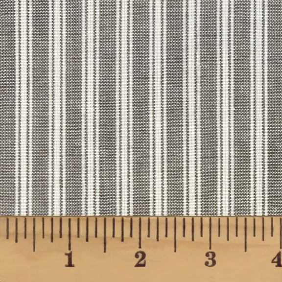 Magnolia Gray Ticking Stripe Homespun Cotton Fabric Sold by the Yard - JCS Fabric