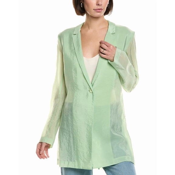 LAPOINTE womens Sheer Silk-Blend Blazer, 4, Green