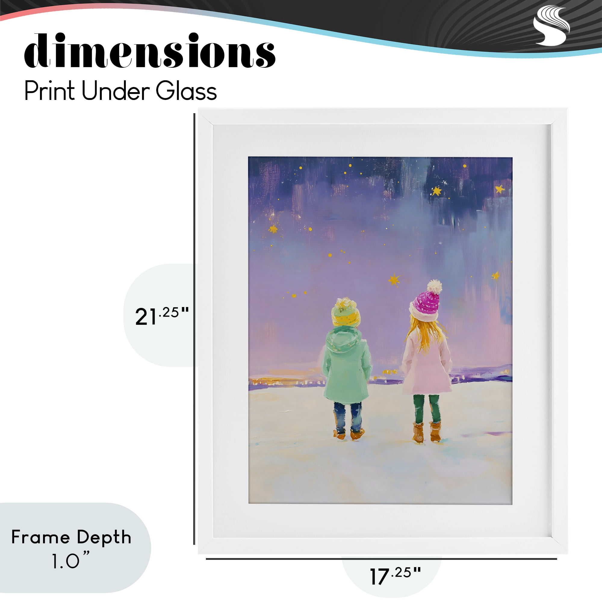 Stupell Industries Children Watching Starry Winter Sky White Framed Print Under Glass, design by The Prints Vibe
