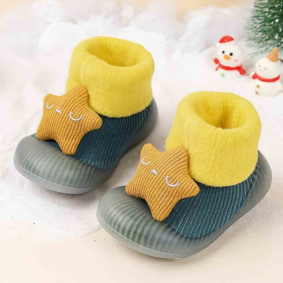 Aayomet Baby Slippers Shoes Baby Indoor Non Slip Soft Bottom Toddler Shoes Warm Shoes (Green, 4 )
