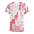 thumbnail image 2 of Bouanq Womens Love Heart Uniform Tops V Neck Short Sleeve Scrubs_Top Valentines' Day Stretch V Neck Tee Shirts Tunic Blouse with Pocket, 2 of 4