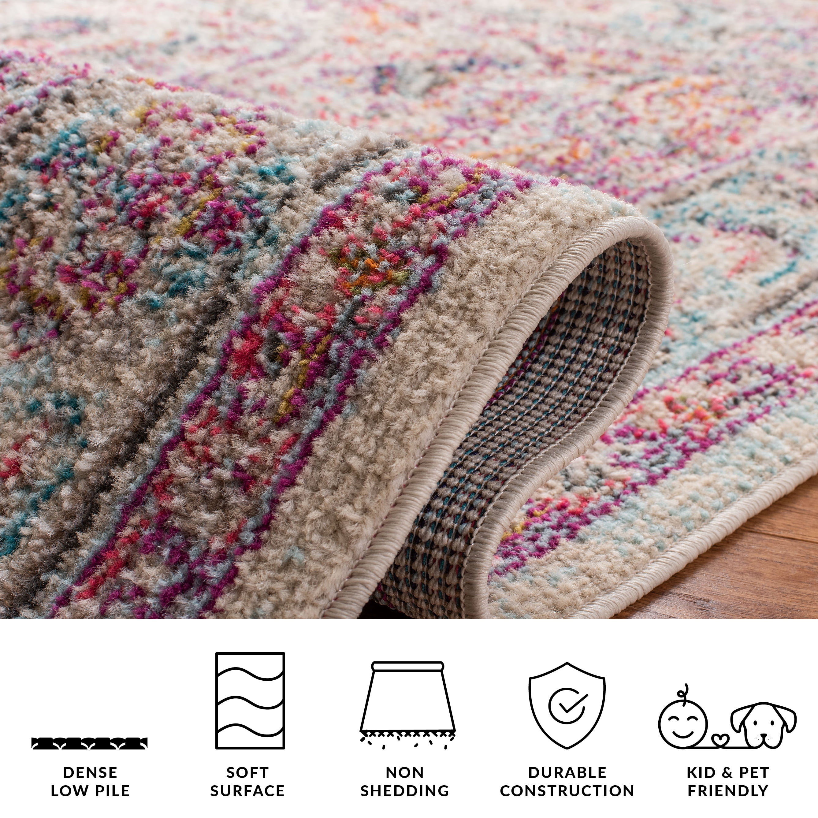 Safavieh Madison Edwyna Geometric Runner Rug, Beige/Fuchsia, 2'3" x 8'
