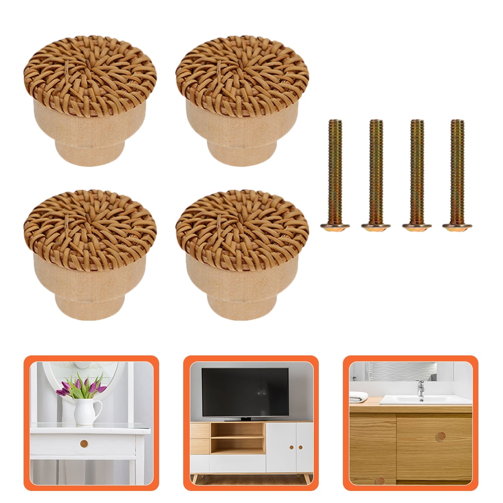 3 Count Cabinet Door Handles Bamboo Small Dresser Knobs Round