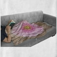 thumbnail image 6 of Rustic Soft Flannel Fleece Throw Blanket, Large Gerbera Daisy on Oak Tree Background Dramatic South American Exotic Photo, Cozy Plush for Indoor and Outdoor Use, 50" x 70", Pink Brown, by Ambesonne, 6 of 6