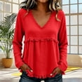 thumbnail image 6 of Zormilly Womens Long Sleeve T Shirts Boho V Neck Peplum Tops Trendy Casual Frayed Gauze Blouses, S-3XL, 6 of 7