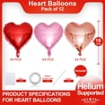thumbnail image 2 of Globos LHOAVWE en forma de corazón de 18 pulgadas, paquete de 12 para San Valentín, 2 of 7