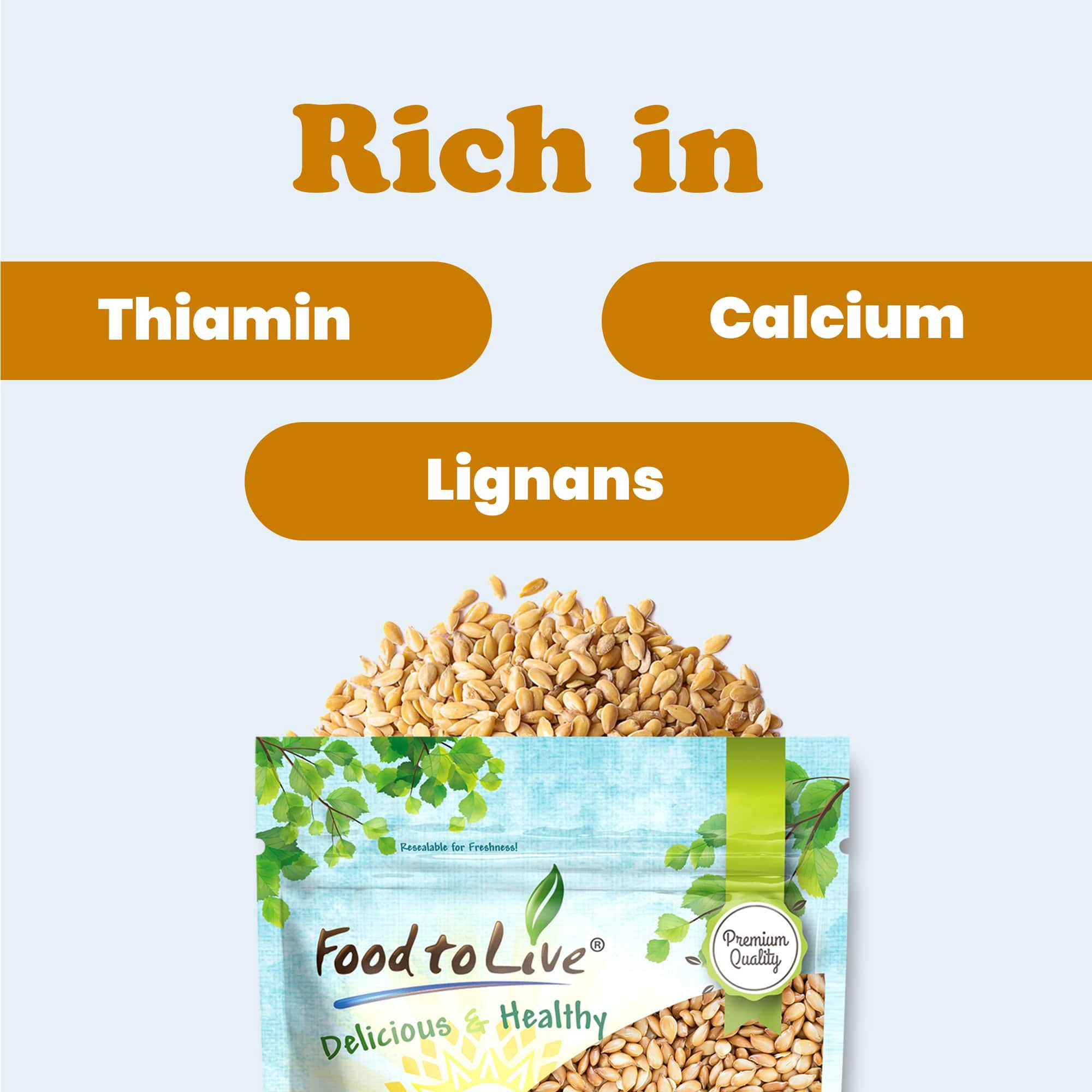 Golden Flax Seeds, 20 Pounds  - Kosher, Raw, Vegan - by Food to Live