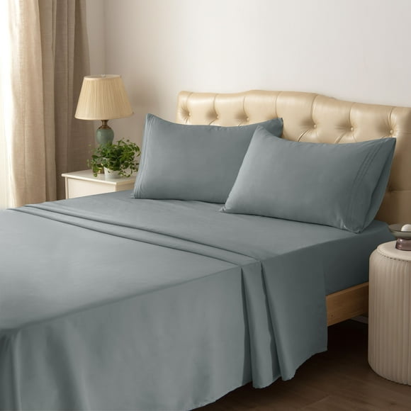 Collections d'Hôtel Ensemble de Draps en Microfibre Double Brossé 4 Pcs