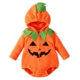 thumbnail image 3 of Baby Toddler Kids Pumpkin Long Sleeve Zipper Hooded Pumpkin Bodysuit Unisex Halloween Outfit Dress up Party Clothes Size 6-24 Months, 3 of 9