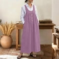 thumbnail image 2 of Qiopertar Women's Casual Solid Color Sleeveless Strap Dress Round Neck Jumper Dress Spring Summer Beach Vacation Comfy Relaxed Fashion, Purple M, 2 of 7