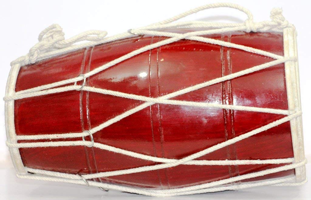 Wooden Dholak Indian Folk Musical Instrument Drum Nuts N Bolt