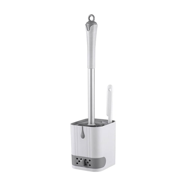 Toilet Brush Cleaner,Multifunctional Wall Double Head Toilet Cleaning Brush Long Handle for Cleaning Without Dead Corners Built in Tray and Non Slip Base,Cleaning Brush with Long Handle
