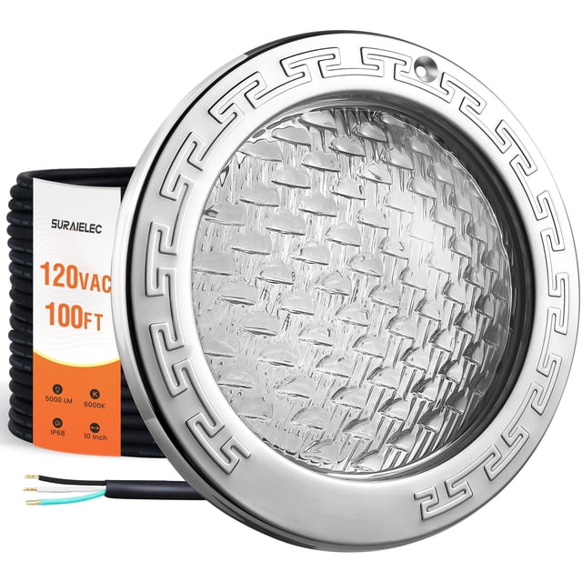 Luz LED para Piscina SURAIELEC 10 Pulgadas 120V 5000 Lúmenes para Instalación Empotrada