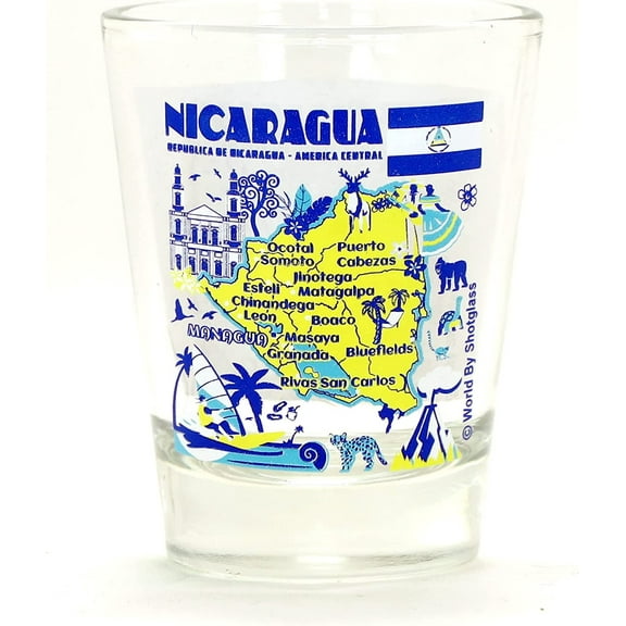 Nicaragua Landmarks and Icons Collage Shot Glass