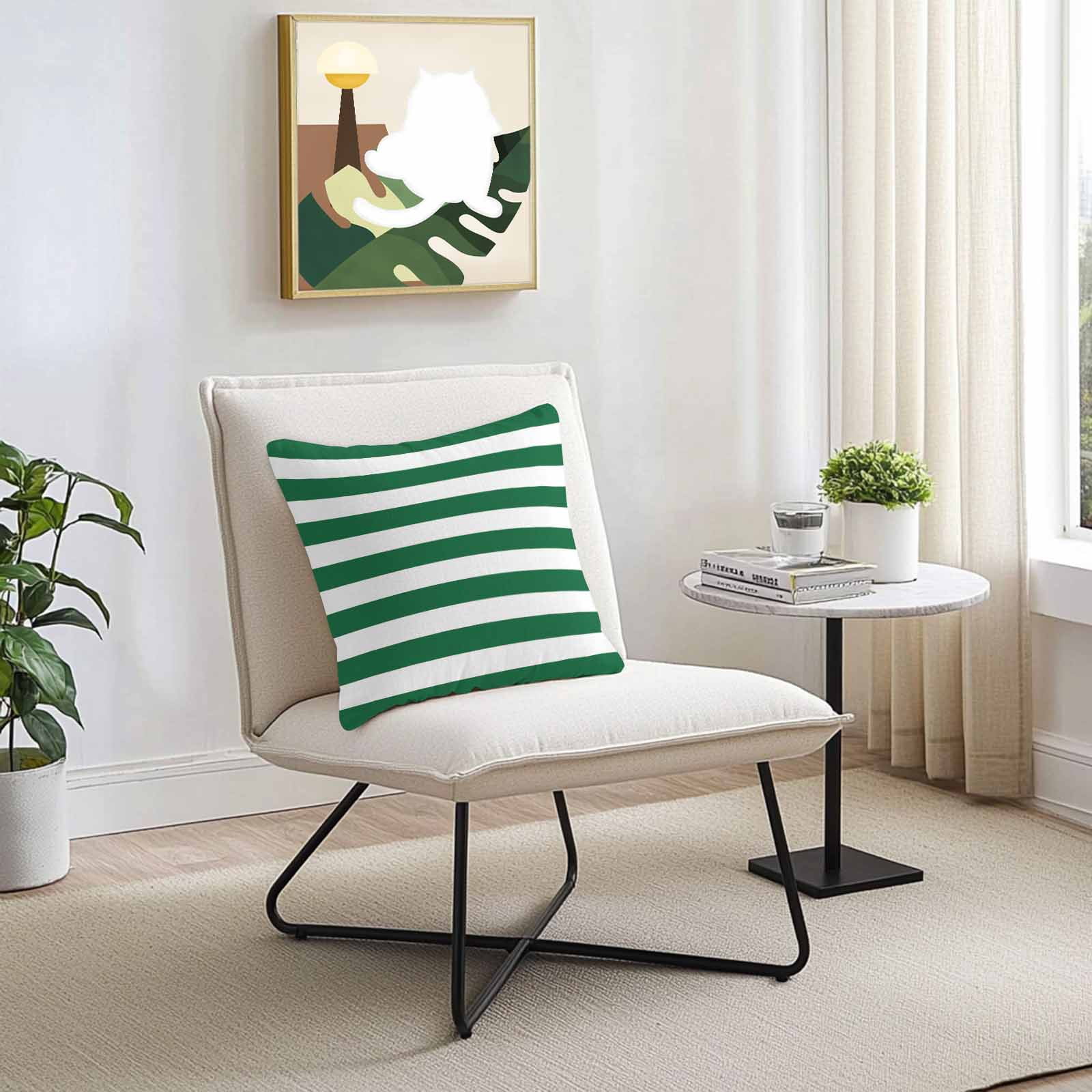 Outdoor Waterproof Throw Pillow Covers Set of 2 Merry Christmas Decorative Pillowcases Square Outdoor Pillows Cushion Case 18x18 Inch Green And White Stripes Patio Pillows for Couch Sofa Bed Garden