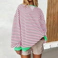 thumbnail image 2 of Sweaters For Women Casual Minimalist Striped Embroidered Patchwork Pullover Round Neck Long Sleeved Color Insertions Regular Top L Womens Sweaters, 2 of 4