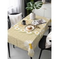 thumbnail image 2 of Bees Rectangle Tablecloth, Daisy Flowers Spring Summer Honey Floral Leaf Plant Waterproof & StainResistant Tablecloth, Washable Oil-proof Table Cover for Dining/Party/Wedding/Camping/Buffet 60x120 In, 2 of 9