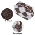 thumbnail image 4 of Portable Cosmetic Bag Travel Makeup Bag Storage Bag Plaid Pattern Terry Cloth Brown White, 4 of 6