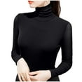 thumbnail image 3 of Women's High-Neck Fitted Mesh Long Sleeve Tops Turtleneck Undershirts Thermal Long Sleeve Soft Casual Fashion Pullover Black,Size XL, 3 of 7