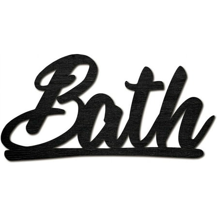 Bath Wood Cutout Wall Art Laser Cut Wood Letter Sign Wooden Basswood Silhouette Hanging Sculpture Unfinished Decoration Display 5.9x11.9 Inch