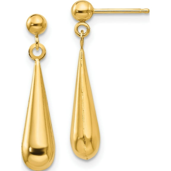 14K Yellow Gold Madi K Teardrop Dangle Post Earrings (22 X 4) Made In United States se712