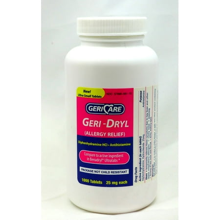 Geri-Dryl Allergy Relief, Diphenhydramine Tab 25 mg, Bottle of 1000-1 Each