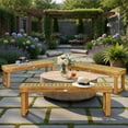 thumbnail image 5 of Hommoo 52" Solid Acacia Wood Outdoor Dining Bench, Teak-Colored Slatted Patio Bench for Backyard, Poolside & Indoor Use, Natural, 5 of 7