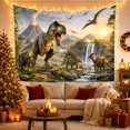 thumbnail image 3 of T Rex Beside Volcano and Flying Dinosaurs, Dramatic Fantasy Style for Dinosaur Lovers, Prehistoric Wall Art, Birthday Gift, Tapestry Wall Hanging for Playroom and Bedroom, 3 of 7