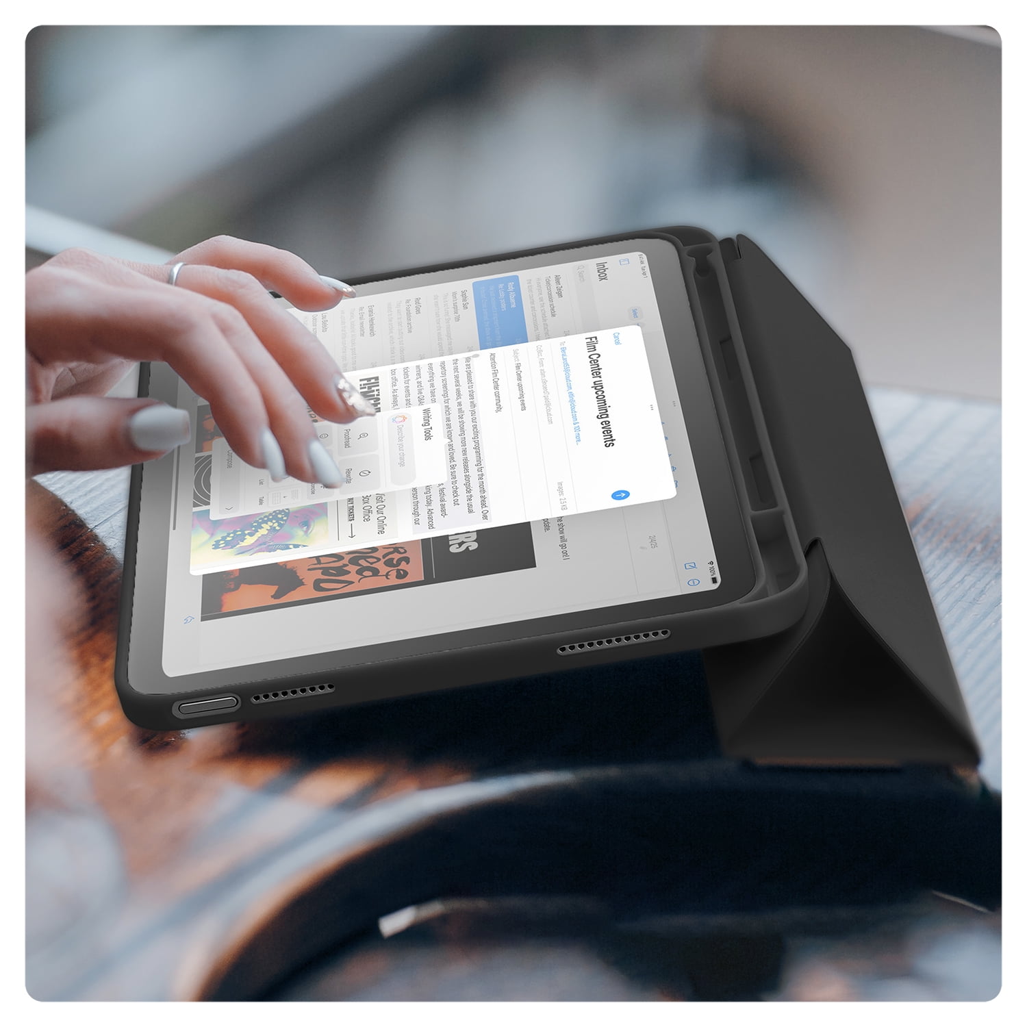 Vena For Apple iPad A16 Case, iPad 10th Generation Case Trifold Stand, iPad 11th Generation Case Pencil Holder, Slim Stand Protective Cover, Black