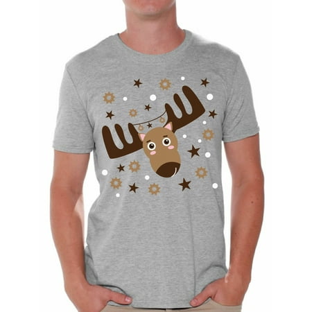 Awkward Styles Ugly Christmas Deer Tshirt for Men Funny Christmas Shirts Reindeer Ugly Christmas T Shirt Holiday Outfit Christmas Party Tshirt Xmas Reindeer Tshirt Men's Ugly Xmas Tshirt Holiday