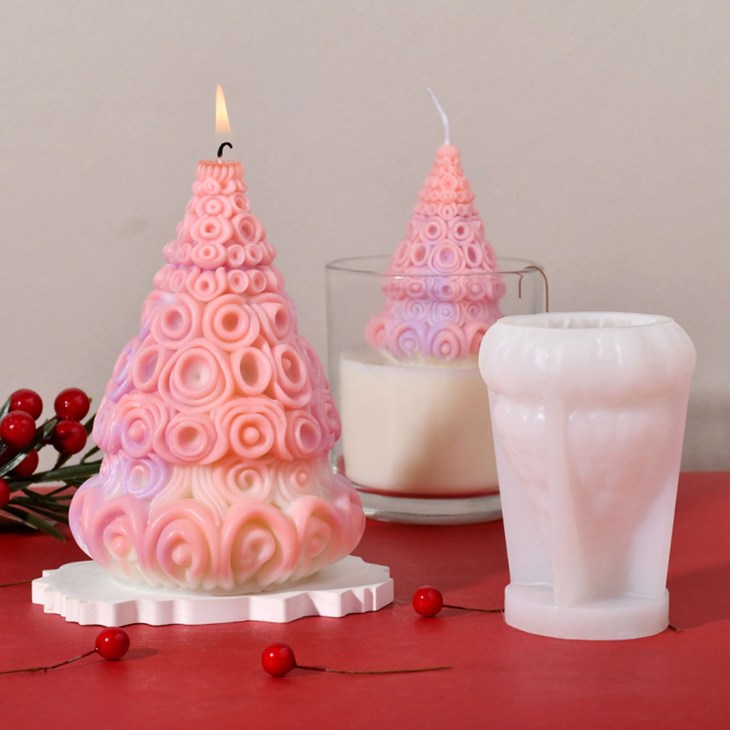 3D Christmas Tree Candle Silicone Mold Handmade Gypsum Mould Table Ornaments DIY Christmas Decorations Holiday Party