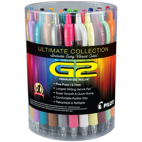 Pilot G2 Premium Retractable Gel Ink Pens, Fine Point, 0.7 mm, Assorted Ink, 36 Count