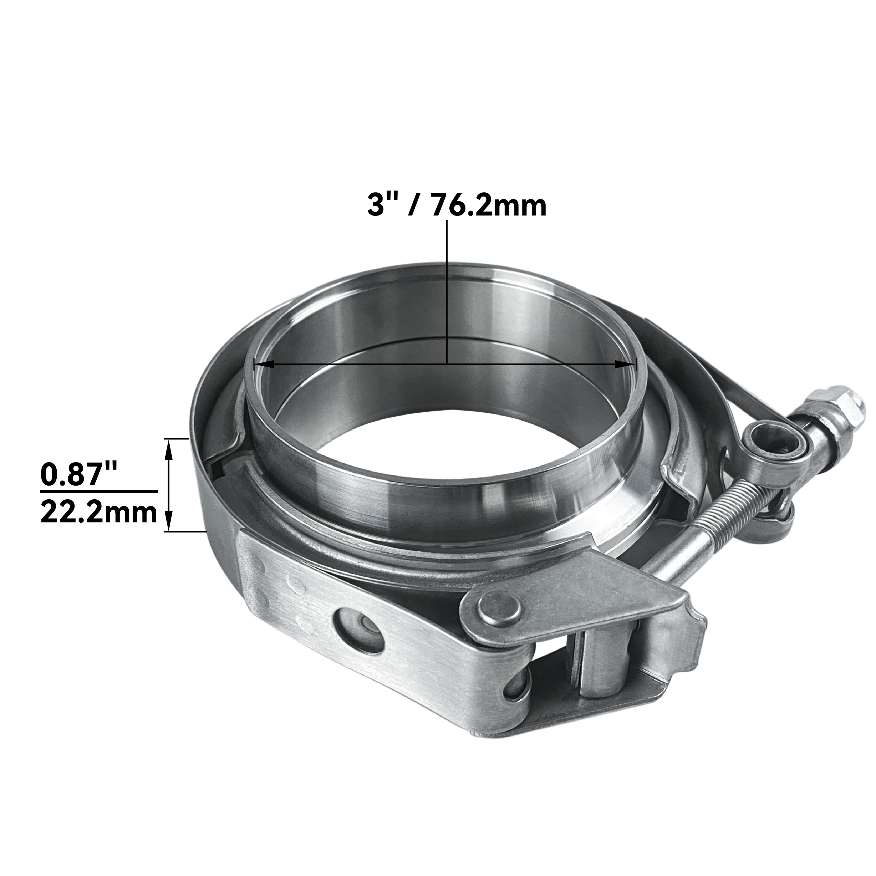 HFS (R) 3" (76.2mm) Stainless Steel 304 Quick Release V-Band Turbo Downpipe Exhaust Clamp