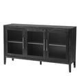 thumbnail image 6 of 58'' Sideboard Buffet Cabinet, Storage Cabinet with 3 Tempered Glass Doors and Adjustable Shelf, Wooden Console Table Sofa Table Coffee Bar Table for Living Room Dining Room Entrance, Black, 6 of 9