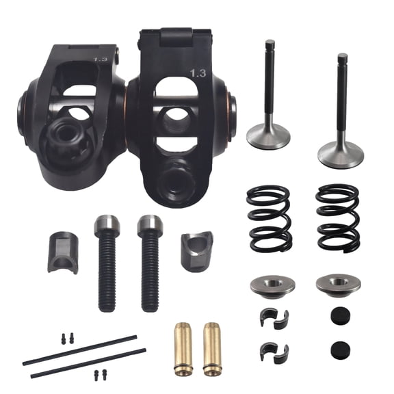 Ultra Light 1.3 Ratio Roller Rockers W/Stainless Steel Valves Bronze Guides kit fit for Predator 212cc Non-Hemi Engine(Black)