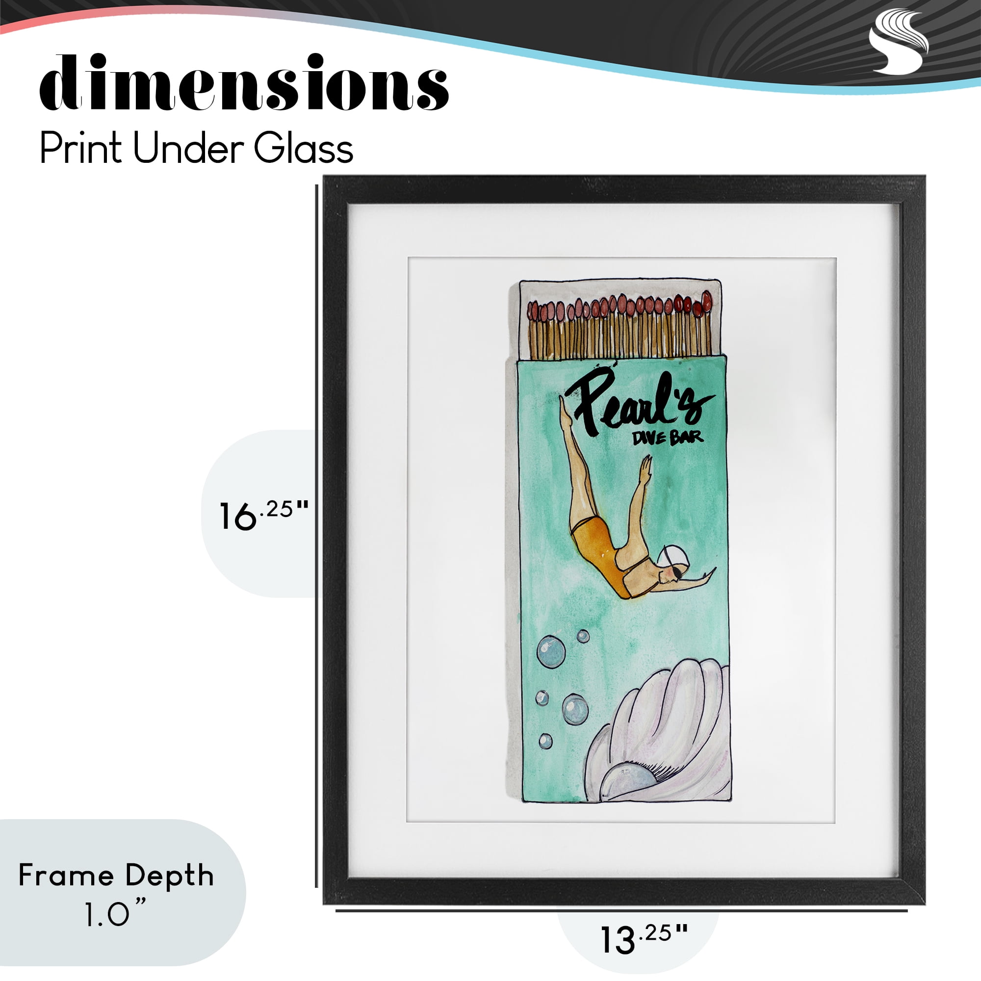 Stupell Industries Pearl Dive Matchbox Black Framed Print Under Glass, design by Nola James