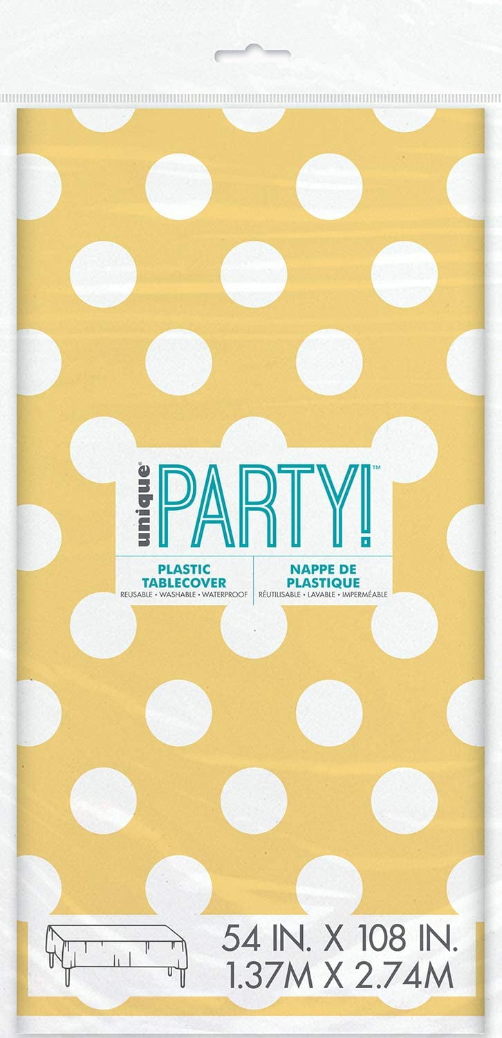 2-PACK Polka Dot Plastic Tablecloth 108 x 54 Yellow 