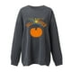 thumbnail image 1 of Señoras moda Halloween divertido gato melón estampado cuello redondo espesar sudadera manga larga Top Fridja  fjkfkj5952, 1 of 6