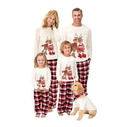 Qiylii Christmas Pajamas for Family Christmas Pjs Matching Sets for Couples Adults Kids Funny Holiday Sleepwear Elk Jammies